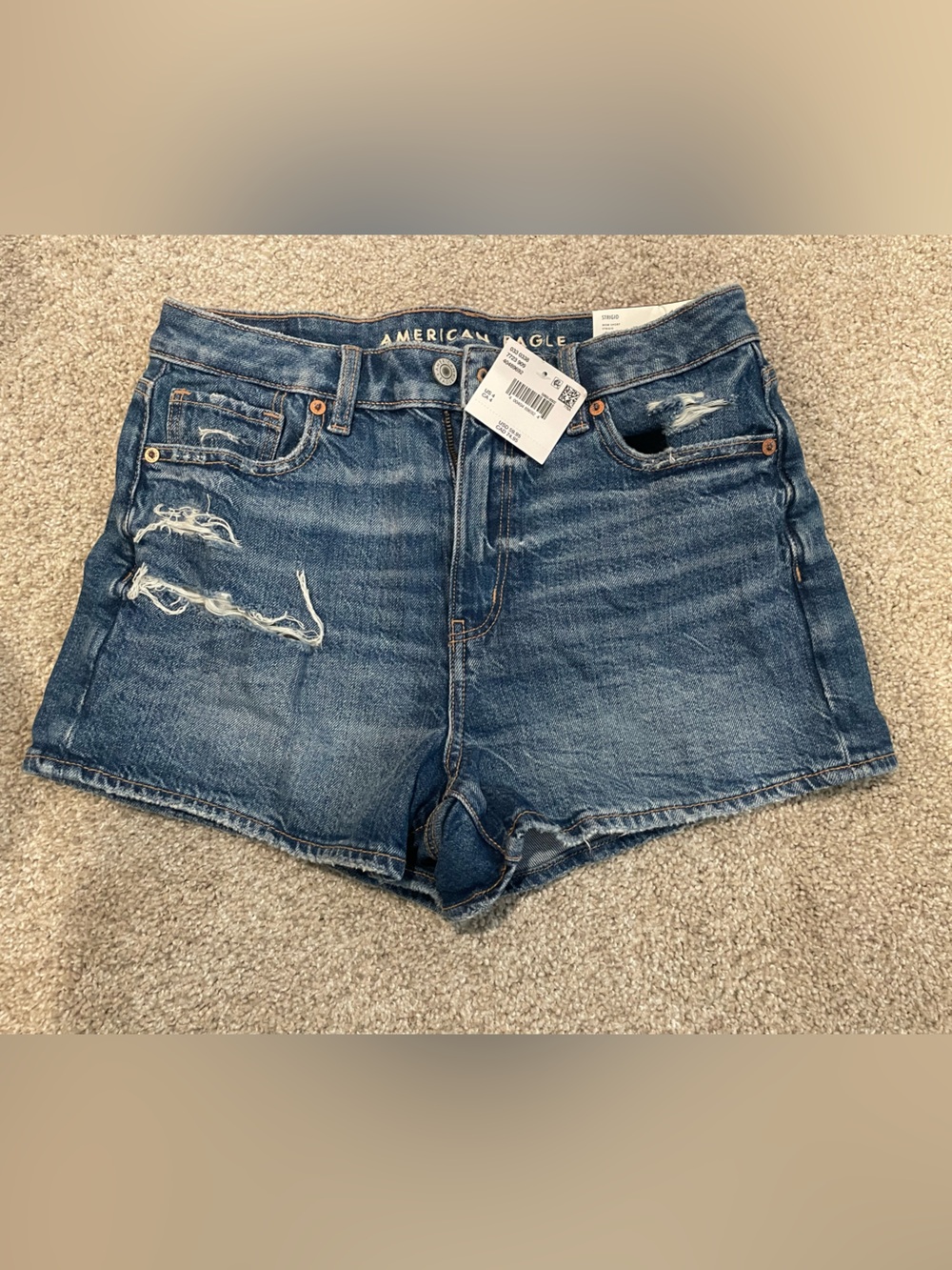 American Eagle Outfitters Dark Blue Distressed Denim Shorts